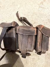 Antique WWI Era Military Leather Triple Ammo Cartridge Pouch Belt JR IRC Marked picture
