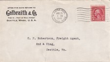 1940 Galbraith & Co Seattle Pier 12 Wall St Cover to Freight Agent Railroad picture