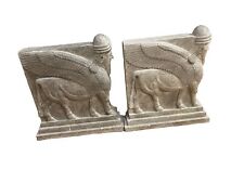 Assyrian Empire Nimrud Palace Winged Horsemen Sumerian  Guard Bookends Vintage picture