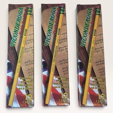 Lot 3 Vintage Dixon Ticonderoga Pencil 13882 No. 2 Soft 12 Count USA NIB NOS picture