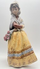 Lladro 3505 Country Girl Figurine Fiesta Gres Finish AS-IS Base Chip picture