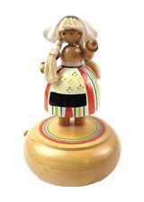 Vintage Schmid Dutch Girl Wooden Figural Rotating Music Box 6