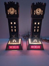 VTG Michelob Clock Tower Lamp Anheuser Busch 306-020 Mancave Set Of 2 WORKS A+ picture