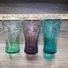 Libbey McDonald's Coca Cola Glasses Set of 3 Different Colors Clear  picture
