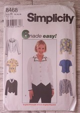 Vintage Simplicity 8468 Misses'/Miss Petite Blouses ~ 6 Made Easy ~ Size 14 - 18 picture