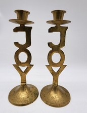 Vintage JOY Brass Candlestick Holders Pair International Silver Co India 8