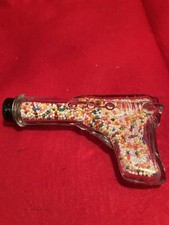 Vintage T.H. Stough Glass Candy Container With Original Candy Gun Pistol picture