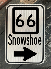 SNOWSHOE WEST VIRGINIA Highway 66 road sign snow Ski Resort  12