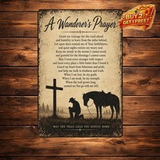 Western Cowboy Prayer Retro Metal Sign Farmhouse Wall Decor picture