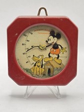 Vintage & Rare 1936 WD Ent Mickey Mouse & Pluto Red Octogon Themomter picture