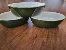 Vintage Hall Ramekin Oval Green Baking Dishes 6x4.5x1.5 Oval Set Of 3 picture