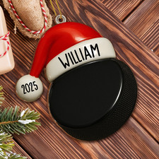 Personalized Hockey Puck Christmas Ornament Ice Hockey Player Coach Ornament picture