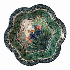 UNIKAT Serving Bowl #2126 Boleslawiec Polish Pottery Hand Painted Sign T.Liana picture