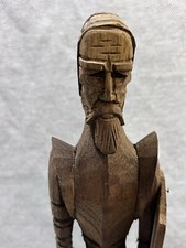 Vintage Hand Carved Wooden Knight Figurine picture