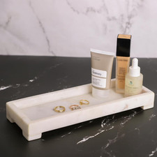 White Marble Vanity Tray | Rectangular Stone Organizer, Home Decor picture
