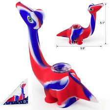 Silicone Dinosaur Big Bong Water Smoking Hookah Pipe Bubbler w/Ice Catcher USA picture