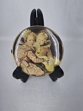 Vintage Mid Century Handbag Mirror Western Germany Victorian Scene Compact Gold picture