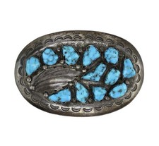 Effie Calavasa-Zuni Nugget Turquoise And Sterling Silver Belt Buckle picture