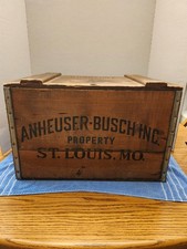 Vintage ORIGINAL 1976 Anheuser Busch Beer Wood Box Antique Budweiser Crate picture