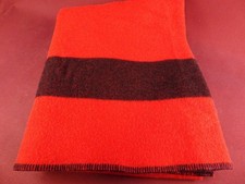 Vintage Red with Black Stripe WOOL Cabin Camp Cottage BLANKET 70x90 NICE picture