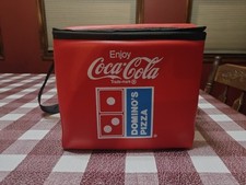 Vintage Enjoy Coca Cola Dominos  Pizza Insulated Red Bag w Straps picture