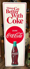 Large Embossed Metal Coca Cola Sign - Approximately 54