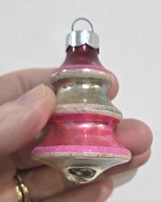 Vintage Shiny Brite Heim Mica Tornado UFO Glass Christmas Ornament US of A Cap picture