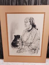 Vera Louise Drysdale Matted Print Portrait of Maria Poveka Marinez Signed 19x24 picture