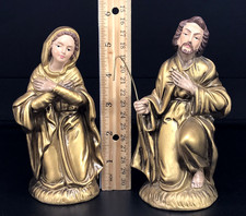 Vintage Inarco Japan Paper Mache Nativity Gold Holy Family Kings Angels 8pc 7.5