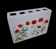 Poppy White Porcelain Vase Rectangular Multiple Holes Flower Floral Cottage picture