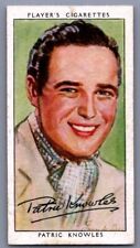 1938 Player's Cigarettes Film Stars Patric Knowles #20 U.K. Tobacco Trading Card picture