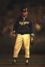 Pitcher Don Drysdale of Los Angeles Dodgers takes lead off first- Old Photo picture