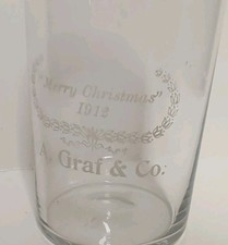 Vintage Merry Christmas 1912 A. GRAF & Co. Fredonia North Dakota Glass 8 Oz picture
