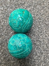 2Pcs WOW Large Tibetan Turquoise Hand Carved 45mm Ball Pendants picture