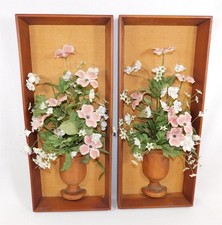 Pr Vtg MCM Wood Wall Pocket Planter Shadow Box Wall Shelf INARCO JAPAN picture