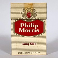 Vtge 1950s Philip Morris Flip-Top Cigarette Box With Tax Stamp, Long Size, Empty picture