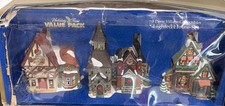 Vtg.Holiday Time 3 Piece Village  Collectibles Lighted House Set Value Pack 7-9