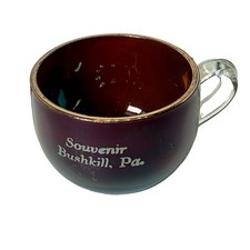 BUSHKILL Pennsylvania PA ANTIQUE Ruby Red Flash Souvenir Glass TRINKET CUP picture