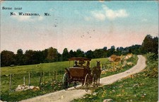 1918 SCENE near NORTH WATERBORO MAINE HORSE & BUGGY ANTIQUE POSTCARD picture