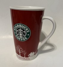 Starbucks 2006 Tall Coffee Mug Holiday 16oz Christmas Red & White Winter Cup picture