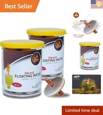 Floating Wicks - 200 Count Tub - Cotton Wicks and Cork Disc Holders - Safe picture