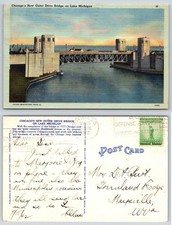Chicago Illinois Outer Drive Bridge Lake Michigan Waterway Postcard BH173 picture