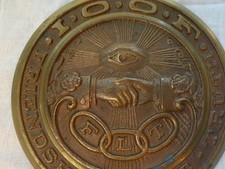 Antique IOOF Brass Printing Block Matrix Stamp Die Odd Fellows FLT emblem sign picture