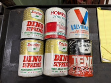 Sinclair Dino Supreme Motor Oil & Valvomatic Transmission Fluid Advertising Cans picture