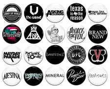 20x Emo Bands Artists Rock Pop Various 25mm / 1 Inch D Pin Button Badges picture