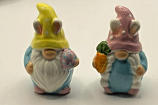 NEW MINI EASTER BUNNY GNOME COUPLE CB SALT AND PEPPER SHAKER SET  picture