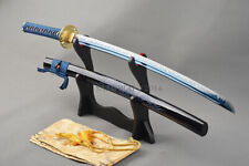 Blue Japanese samurai katana sword Golden Tsuba Chinese dragon engraved saya  picture