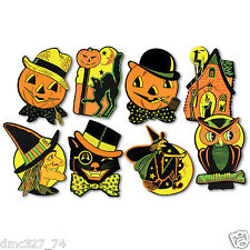 8 Vintage RETRO Styled BEISTLE Repro HALLOWEEN DECORATIONS Die-cut Cutouts picture