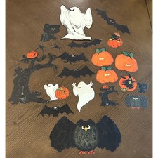 Vintage Hallmark Halloween Diecuts Lot 23pc Ghosts Bats Pumpkins Owls Cats Decor picture