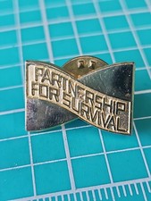 Vtg Partnership For Survival Gold Tone Lapel Pin picture